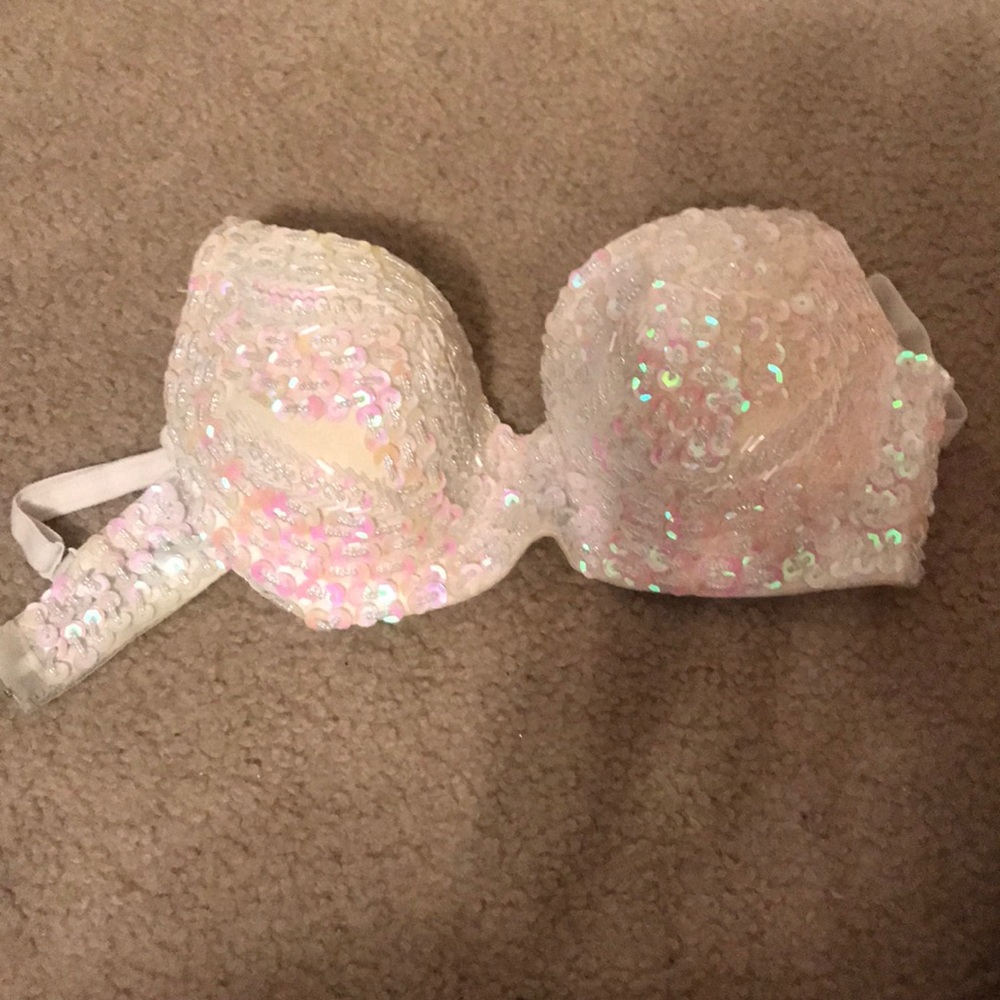 White sequin rave bra